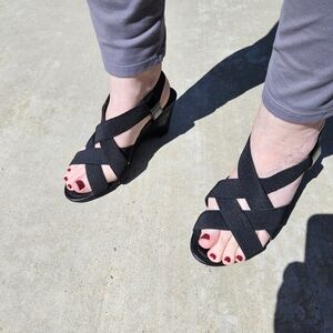 Black Women's Crisscross Wedge Sandals